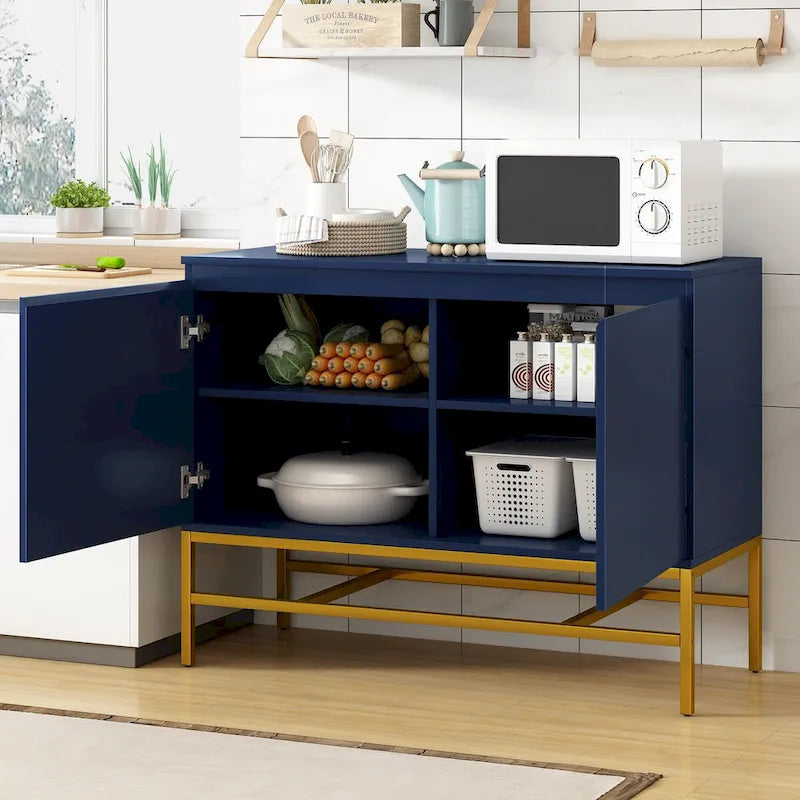 2-Deurs Minimalistische Dressoirkast met Gouden Poten - 100L x 40B x 73H