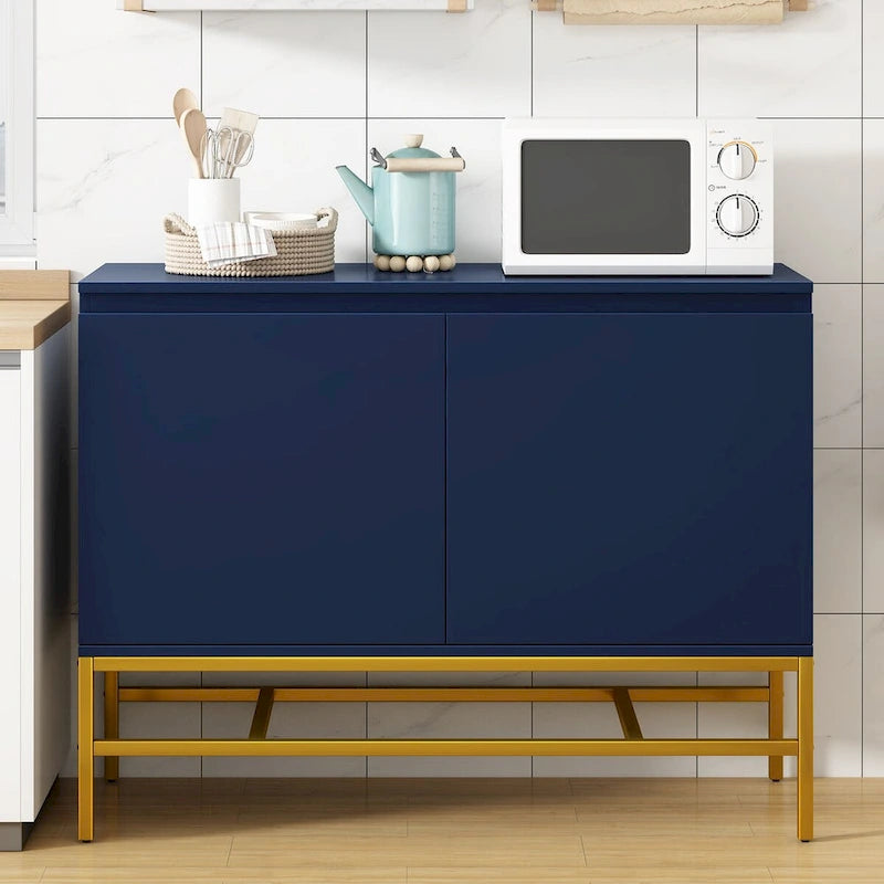 2-Door Minimalist Sideboard Cabinet with Gold Legs - 39.4L x 15.7W x 28.7H