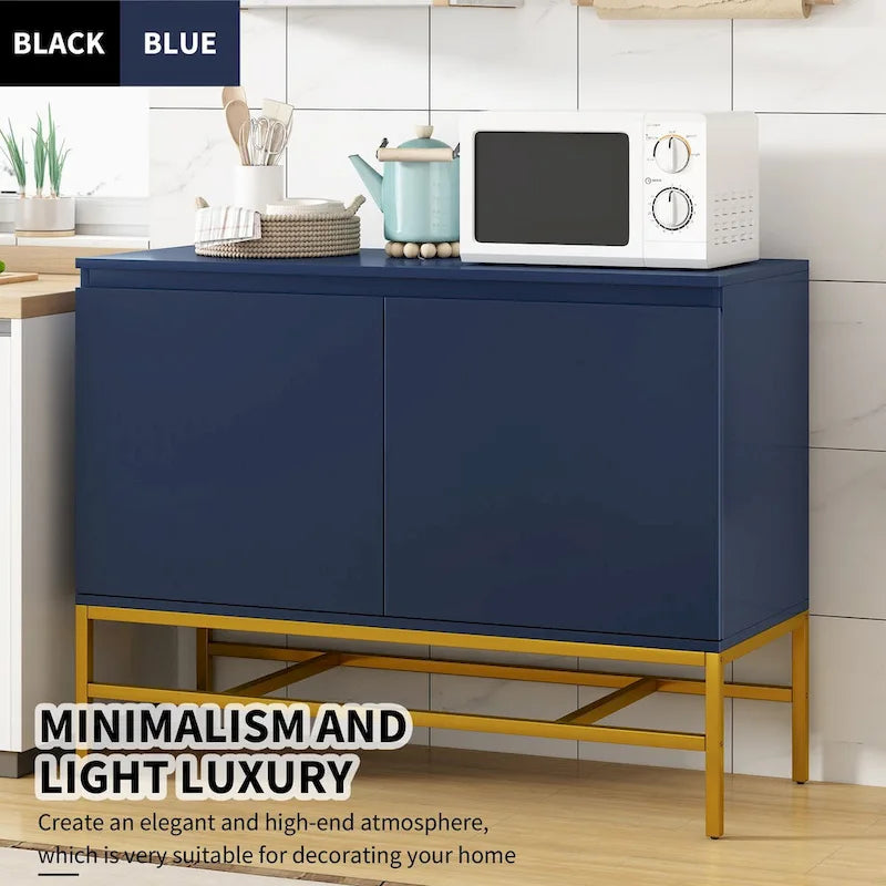2-Deurs Minimalistische Dressoirkast met Gouden Poten - 100L x 40B x 73H