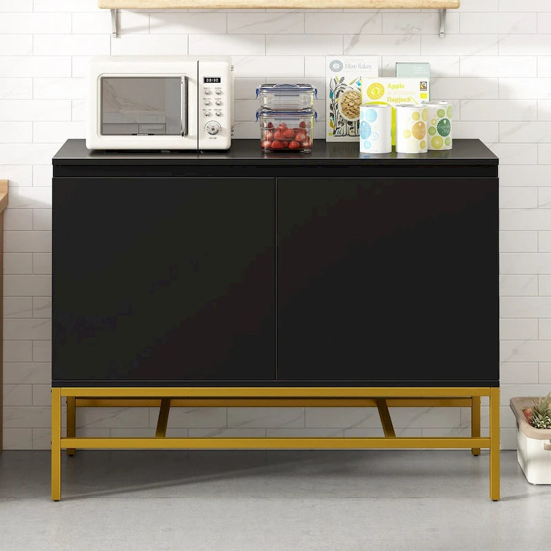 2-Deurs Minimalistische Dressoirkast met Gouden Poten - 100L x 40B x 73H