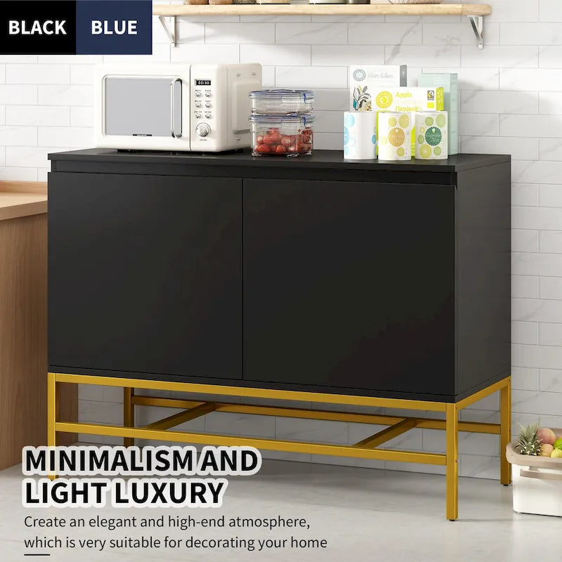 2-Deurs Minimalistische Dressoirkast met Gouden Poten - 100L x 40B x 73H