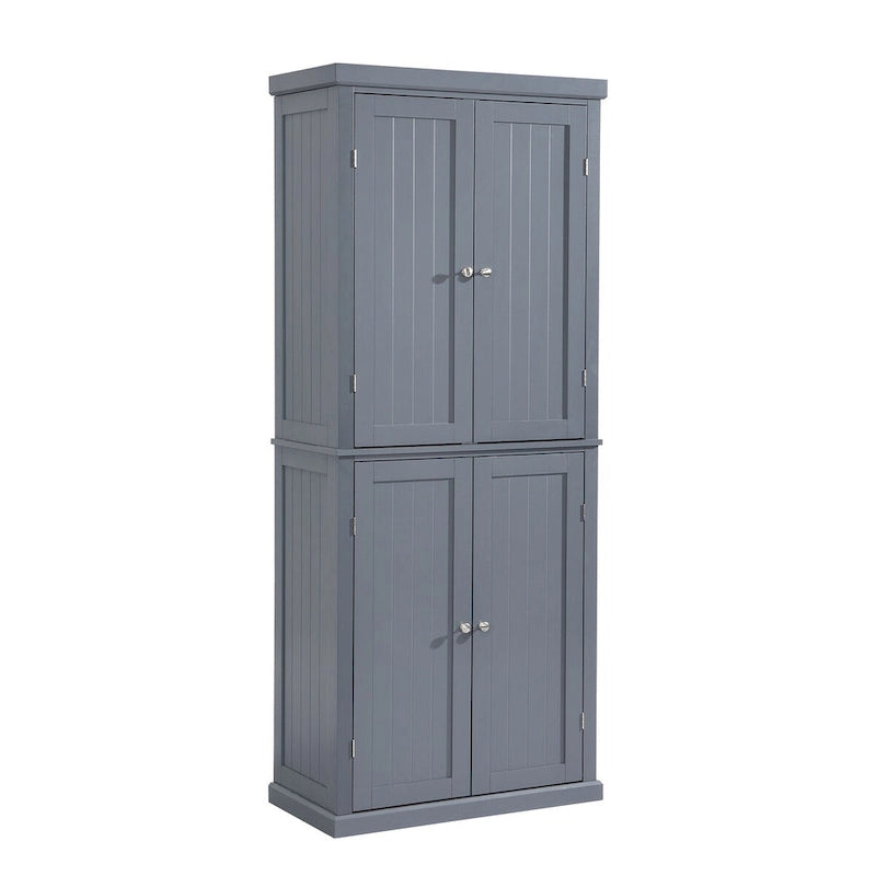 Vrijstaande Hoge Keukenkast met 4 Deuren en Verstelbare Planken - 76x35.5x184 cm