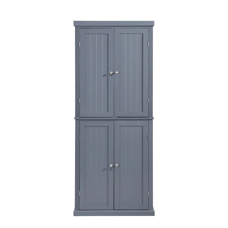 Vrijstaande Hoge Keukenkast met 4 Deuren en Verstelbare Planken - 76x35.5x184 cm