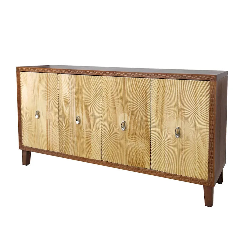 4-Door Carved Buffet Sideboard Cabinet with Adjustable Shelves - 220 lb Capacity