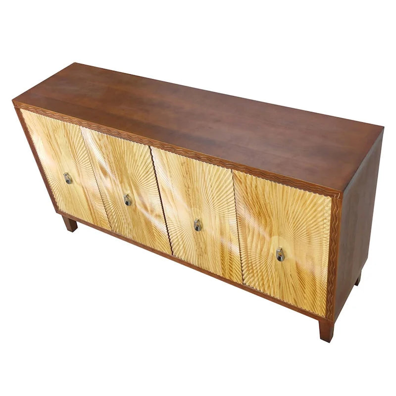 4-Door Carved Buffet Sideboard Cabinet with Adjustable Shelves - 220 lb Capacity