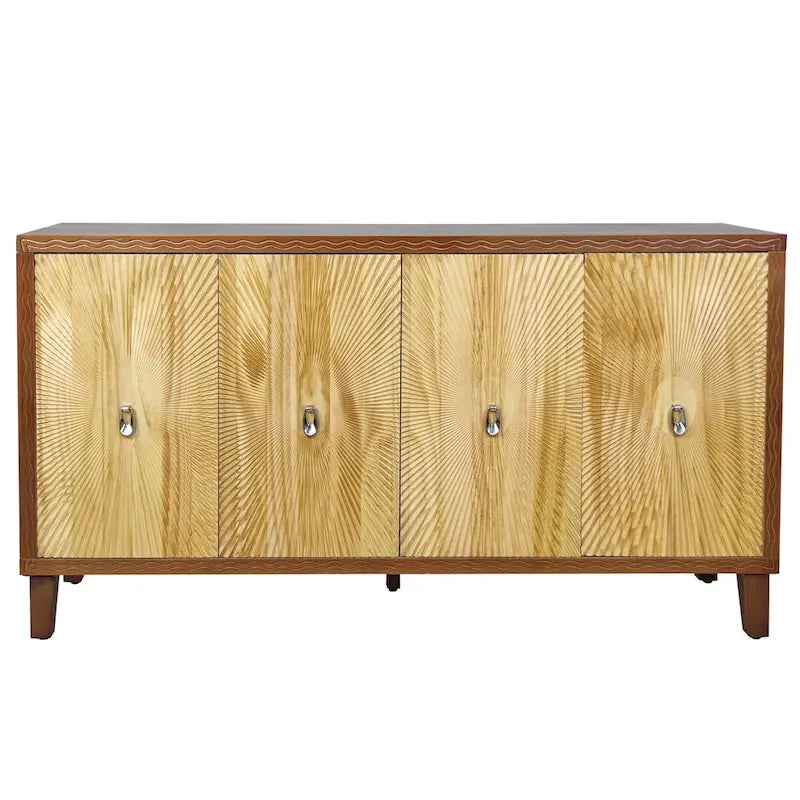 4-Door Carved Buffet Sideboard Cabinet with Adjustable Shelves - 220 lb Capacity