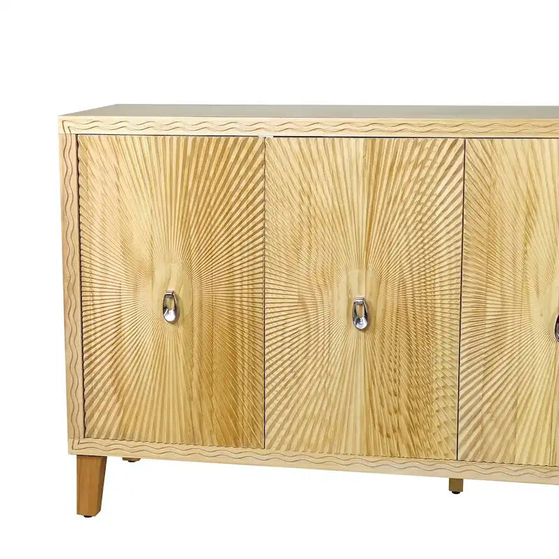 4-Door Carved Buffet Sideboard Cabinet with Adjustable Shelves - 220 lb Capacity