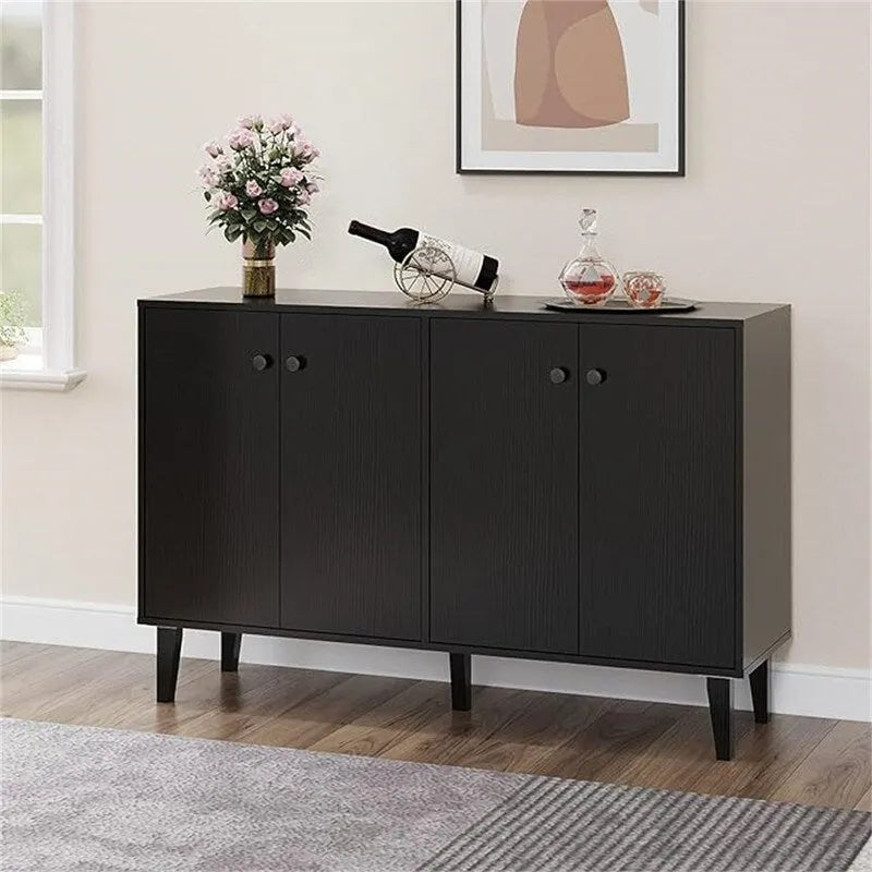 4-Door Buffet Sideboard Cabinet with Open Shelf and Cable Management - 50.12W x 14.96D x 32.52H