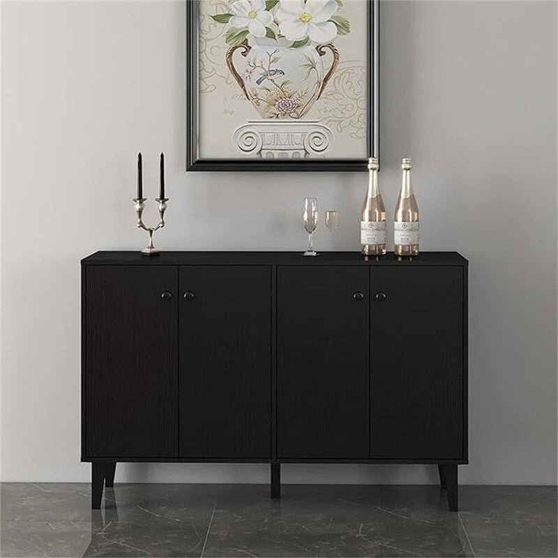 Dressoir met 4 deuren, open vak en kabelbeheer - 127,3 cm B x 38 cm D x 82,6 cm H