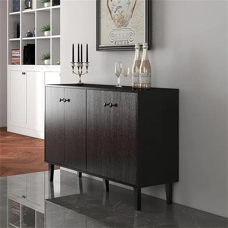 4-Door Buffet Sideboard Cabinet with Open Shelf and Cable Management - 50.12W x 14.96D x 32.52H