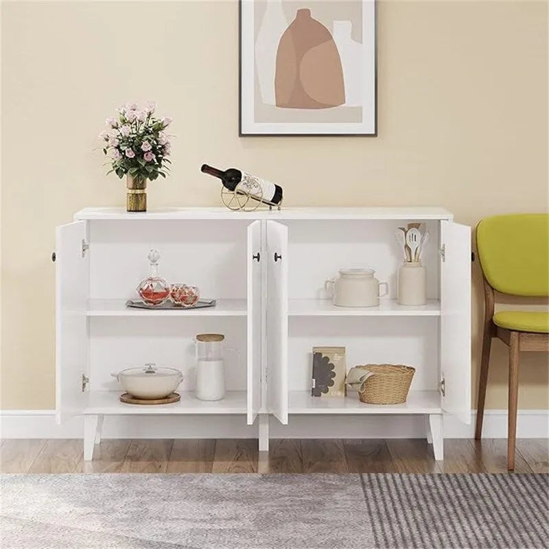 Dressoir met 4 deuren, open vak en kabelbeheer - 127,3 cm B x 38 cm D x 82,6 cm H