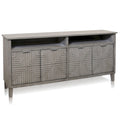 Modern Dressoir met 4 Geometrische Deuren en Uitneembare Planken - Geborsteld Grijs