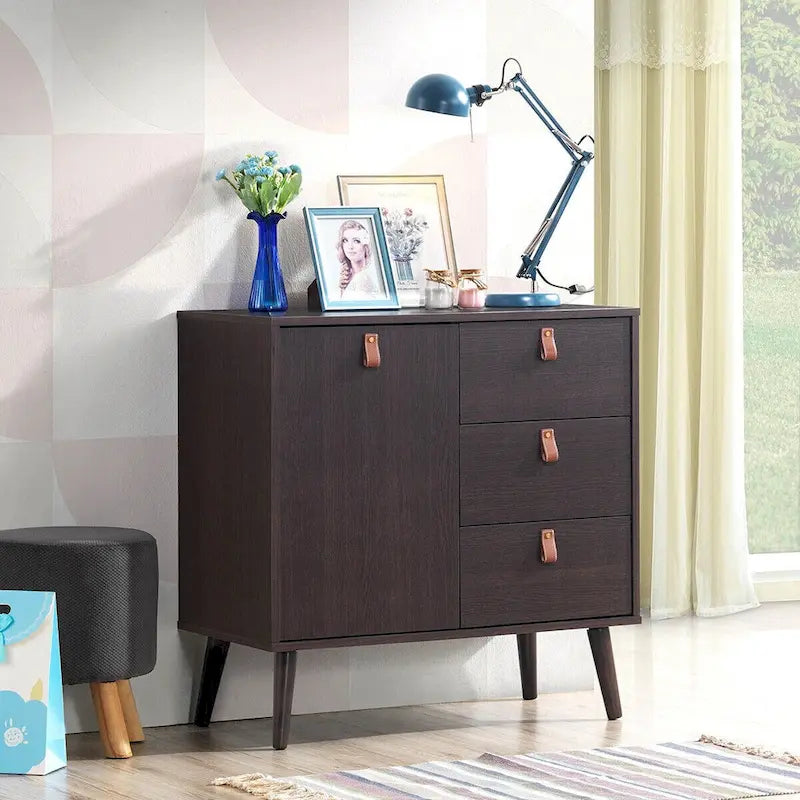 Mid-Century Dressoir met 3 Lades en Verstelbare Plank