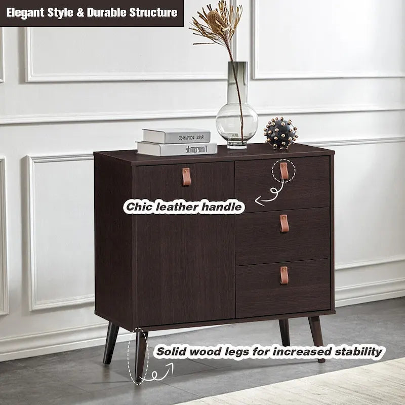 Mid-Century Dressoir met 3 Lades en Verstelbare Plank