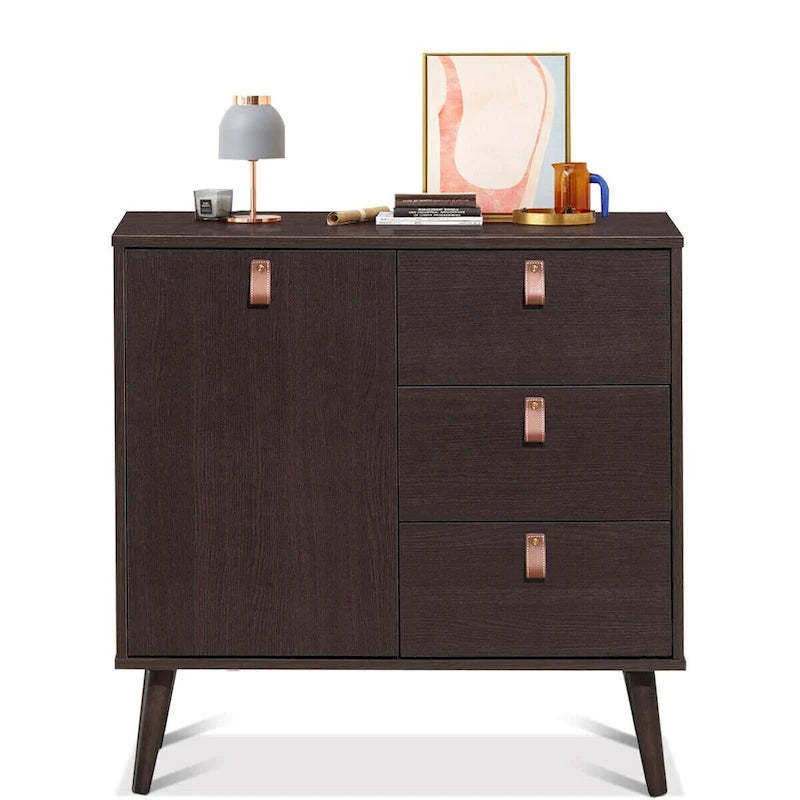 Mid-Century Dressoir met 3 Lades en Verstelbare Plank