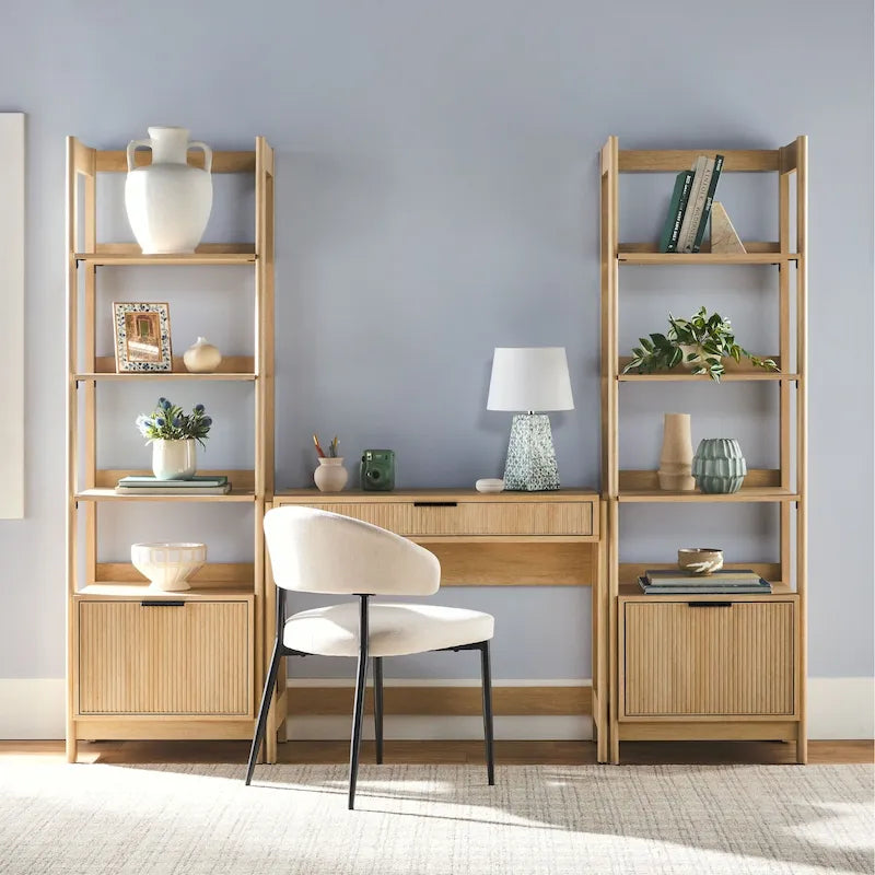 3-Piece Home Office Set - Writing Desk with Drawer and 2 Narrow Bookcases