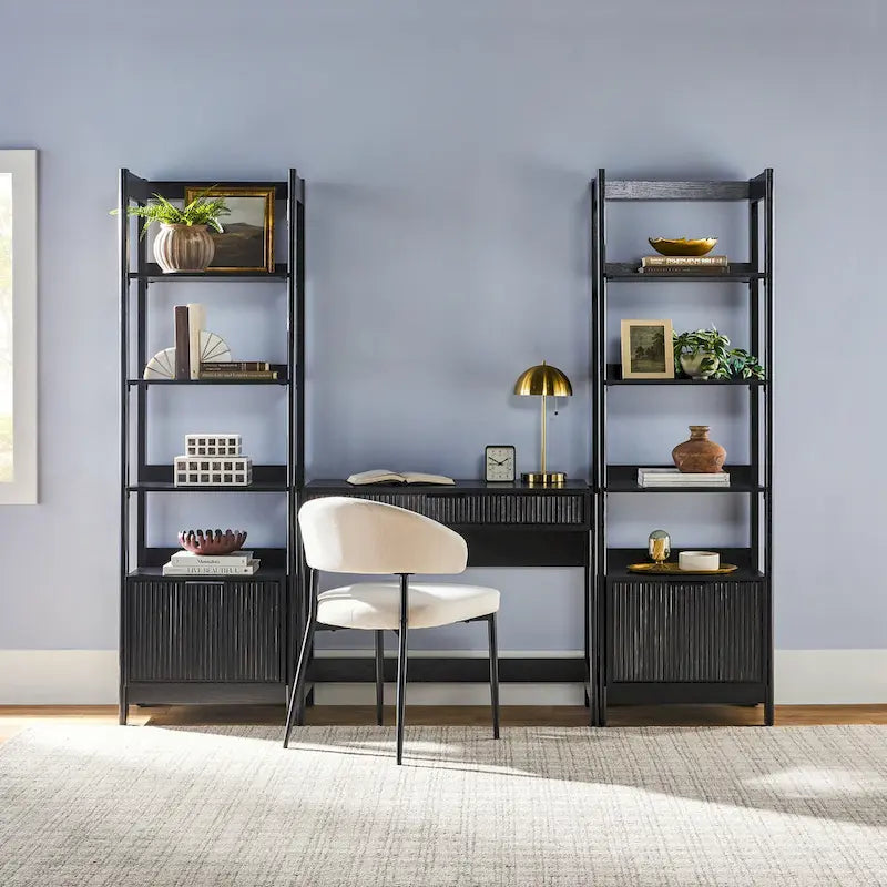 Middlebrook 3-Piece Set Writing Desk with 2 Narrow Bookcases
