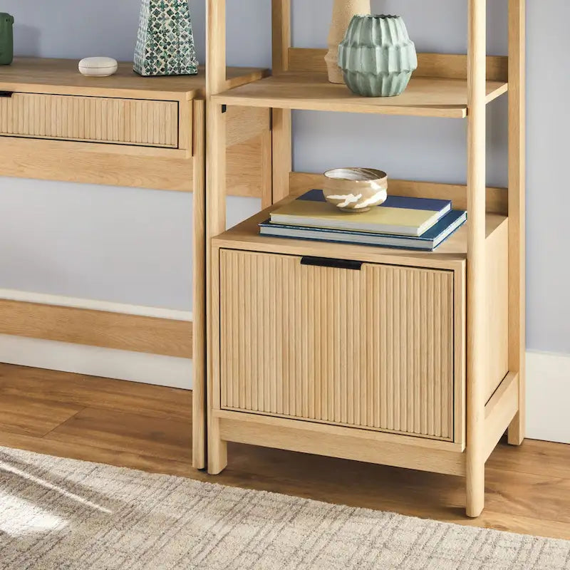 3-delige Thuiskantoor Set - Schrijftafel met Lade en 2 Smalle Boekenkasten