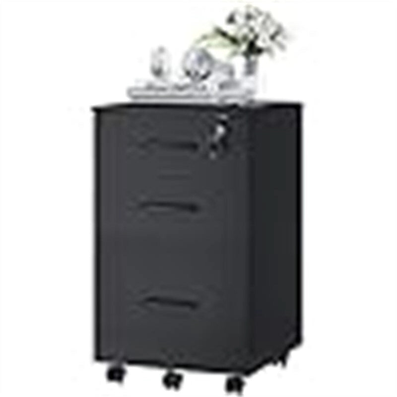 3 Drawer Wood Mobile File Cabinet - 26.5D x 18.6W x 6.9H