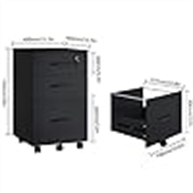 3-Drawer Mobile Under-Desk File Cabinet with 5 Casters - 18.6W x 26.5D