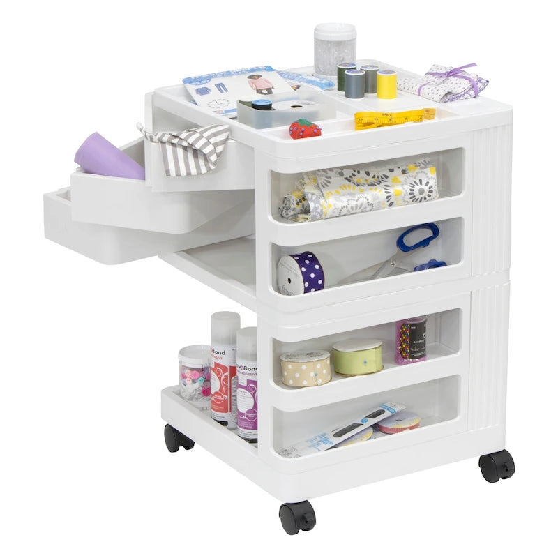18x18x26 Mobile Rotating 4-Sided Art and Craft Storage Cart