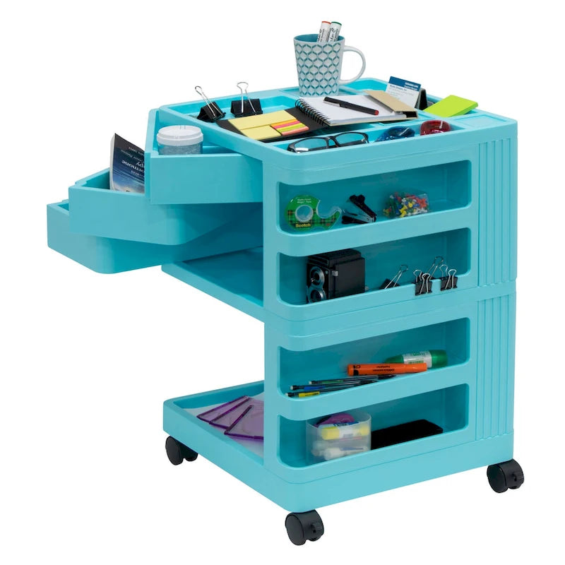 18x18x26 Mobile Rotating 4-Sided Art and Craft Storage Cart