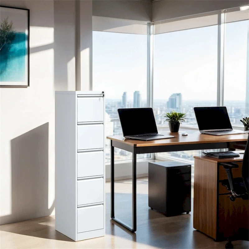 5-Drawer Vertical Steel File Cabinet with Lock for Home and Office