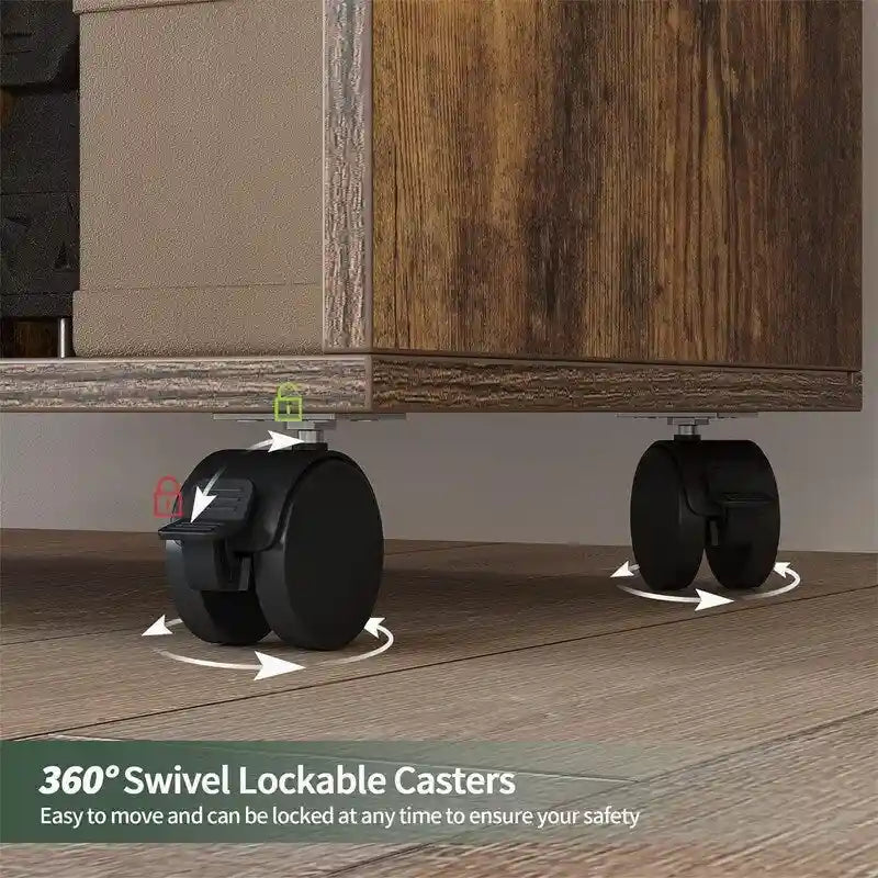 Mobiele Archiefkast met 3 Lades, Open Schappen en Printerstandaard - 80W x 36D x 64.5H