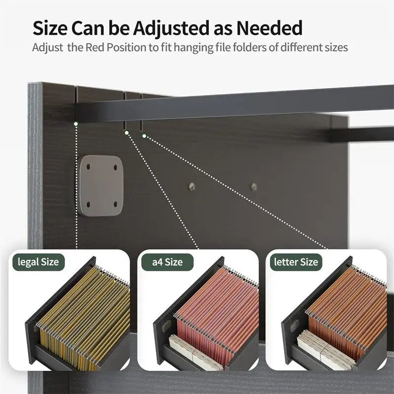 Mobiele Archiefkast met 3 Lades, Open Schappen en Printerstandaard - 80W x 36D x 64.5H