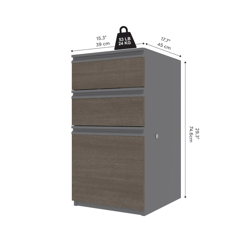16-Inch Add-On Desk Pedestal with 2 Utility Drawers and 1 File Drawer