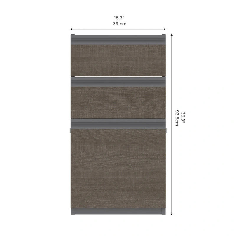 16-Inch Add-On Desk Pedestal with 2 Utility Drawers and 1 File Drawer