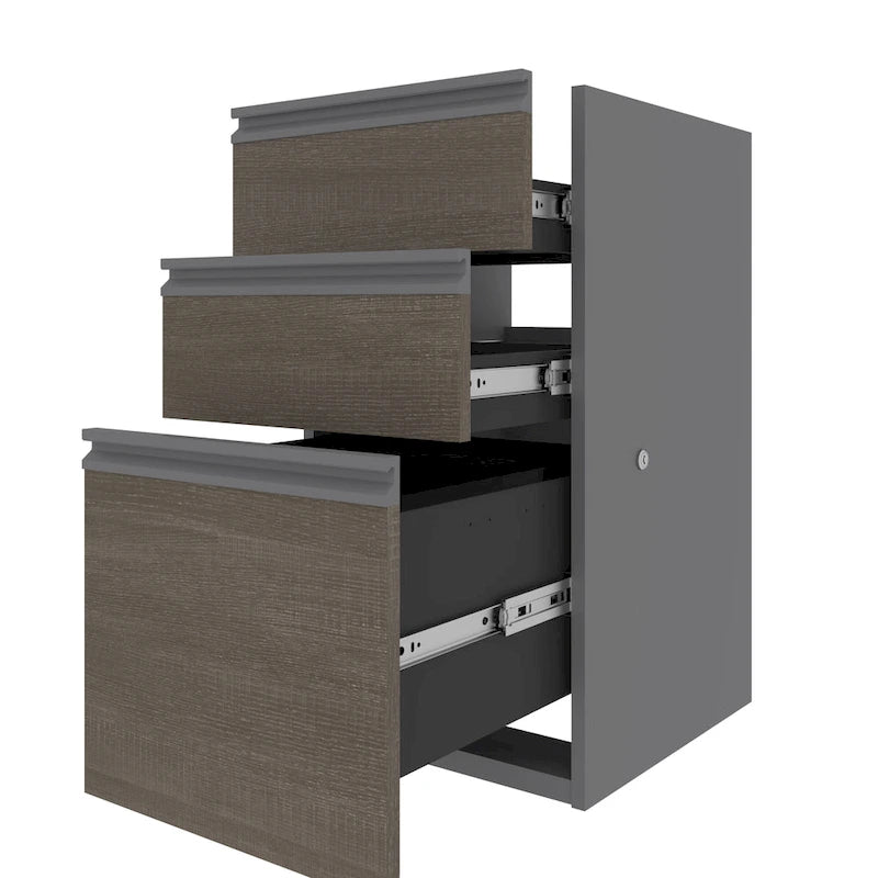 16-Inch Add-On Desk Pedestal with 2 Utility Drawers and 1 File Drawer