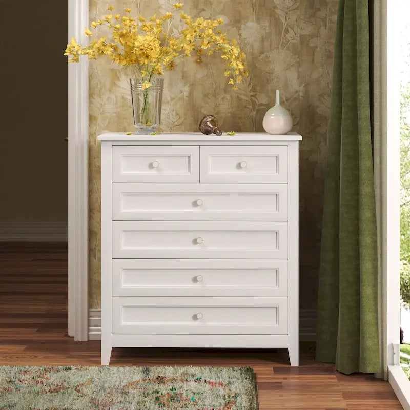 Solid Wood Spray-Painted Drawer Dresser - 37.8W x 17.72D x 42.56H, 160 lb Capacity