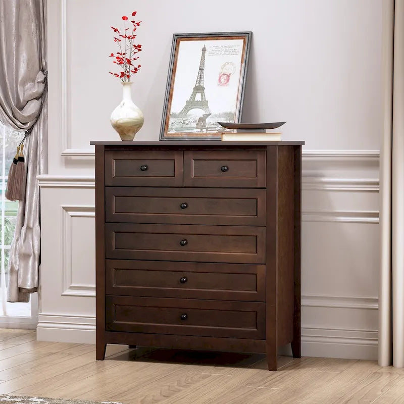 Solid Wood Spray-Painted Drawer Dresser - 37.8W x 17.72D x 42.56H, 160 lb Capacity