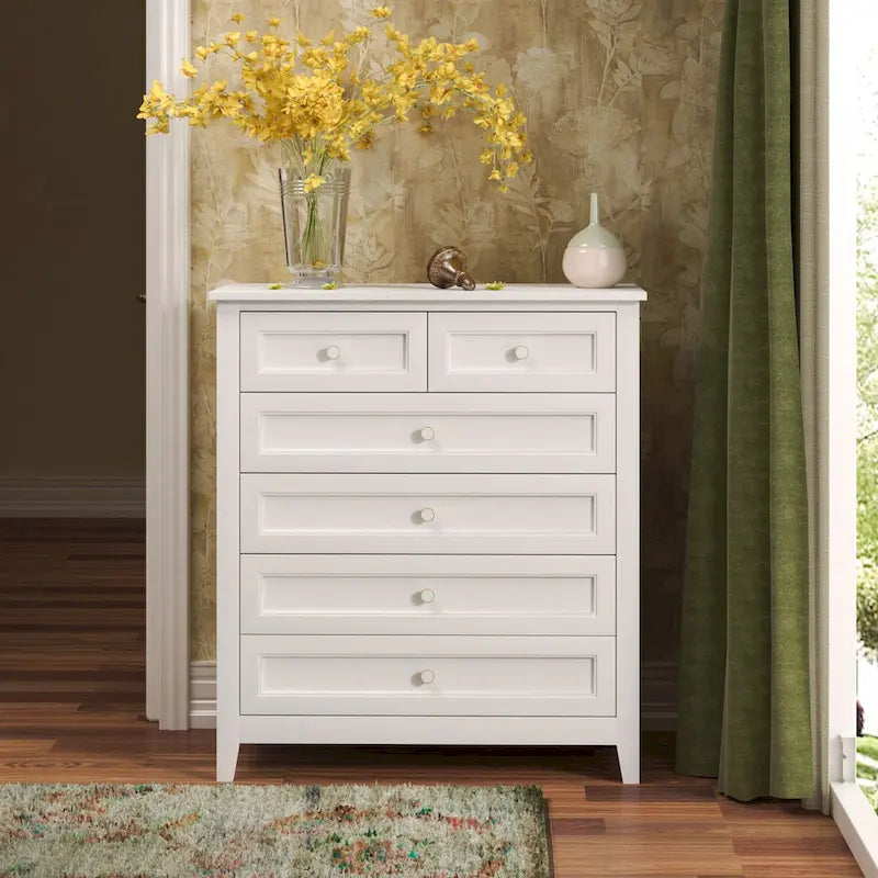 Solid Wood Spray-Painted Drawer Dresser - 37.8W x 17.72D x 42.56H, 160 lb Capacity