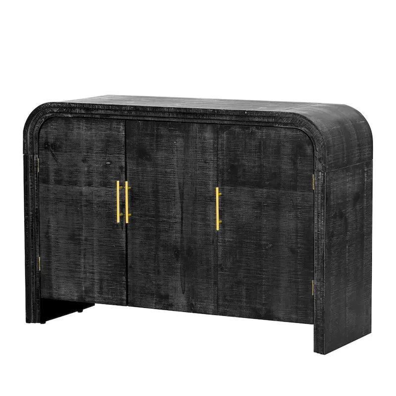 Retro 3-delige meubelset - Dressoir, consoletafel en salontafel met gouden handgrepen