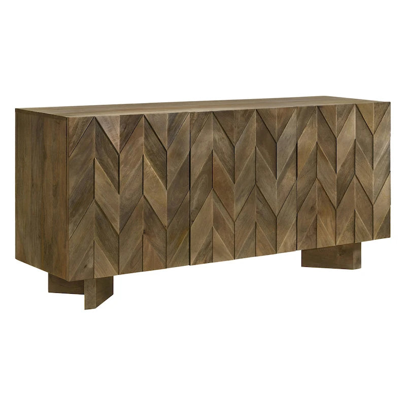 Mangohout Dressoir met 3 Deuren - 163B x 46D x 76H, Bruin