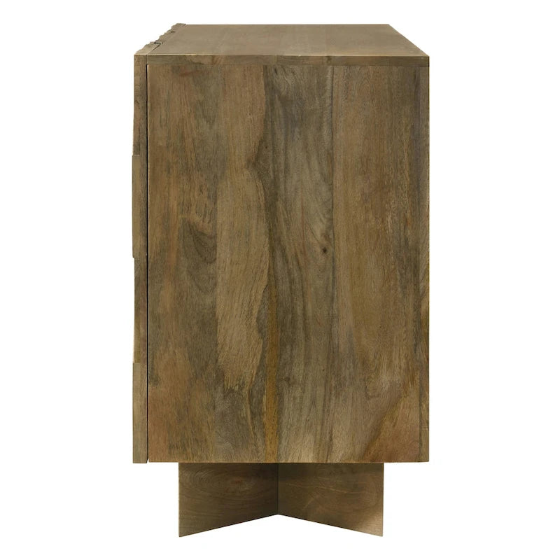 Mangohout Dressoir met 3 Deuren - 163B x 46D x 76H, Bruin