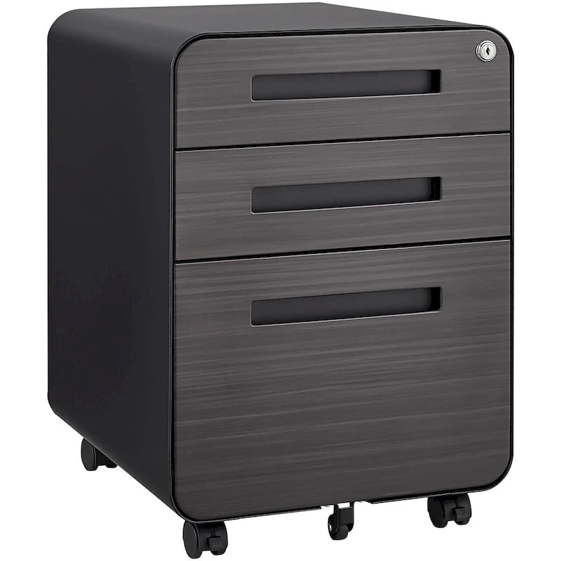 3-Drawer Mobile File Cabinet with Lock and 5 Caster Wheels - 330 lb Capacity