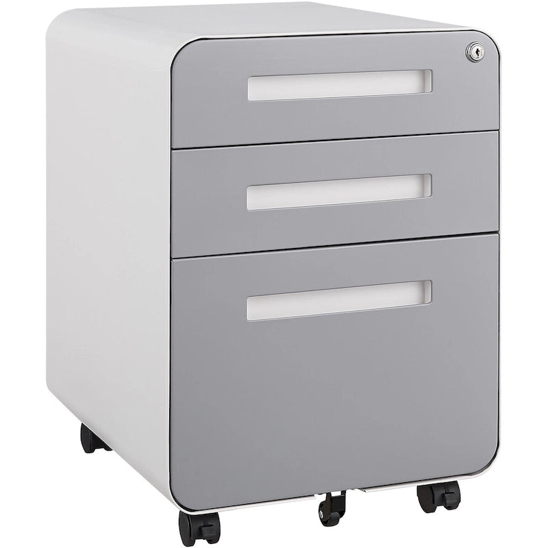 3-Drawer Mobile File Cabinet with Lock and 5 Caster Wheels - 330 lb Capacity