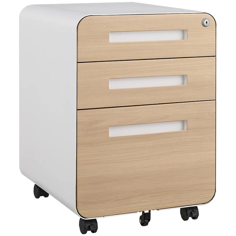 3-Drawer Mobile File Cabinet with Lock and 5 Caster Wheels - 330 lb Capacity