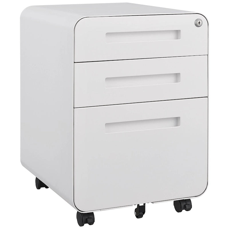 3-Drawer Mobile File Cabinet with Lock and 5 Caster Wheels - 330 lb Capacity