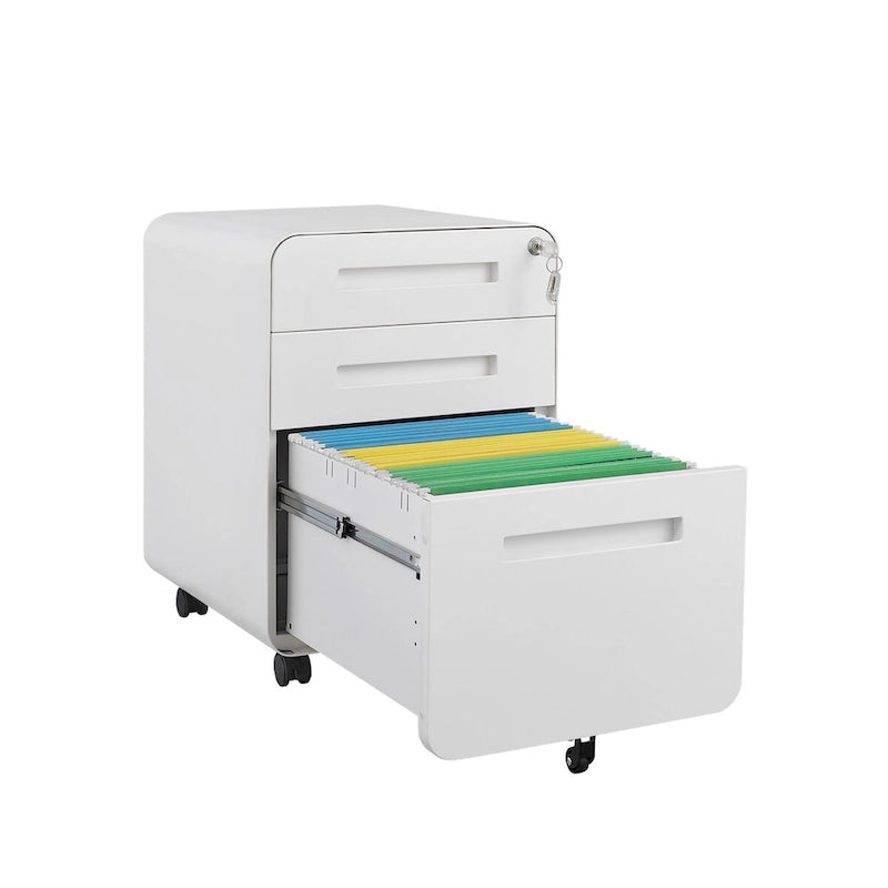 3-Drawer Mobile File Cabinet with Lock and 5 Caster Wheels - 330 lb Capacity