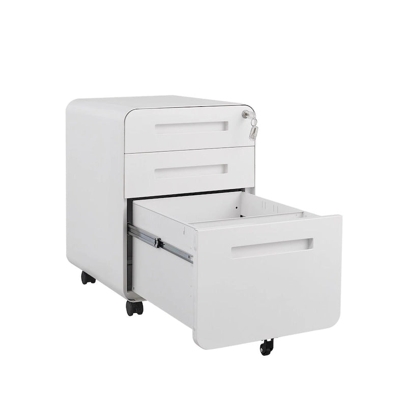 3-Drawer Mobile File Cabinet with Lock and 5 Caster Wheels - 330 lb Capacity