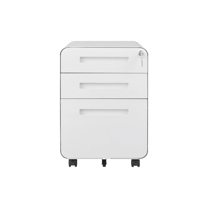 Verrijdbaar Archiefkastje met 3 Lades, Slot en 5 Zwenkwielen - 150 kg Draagvermogen
