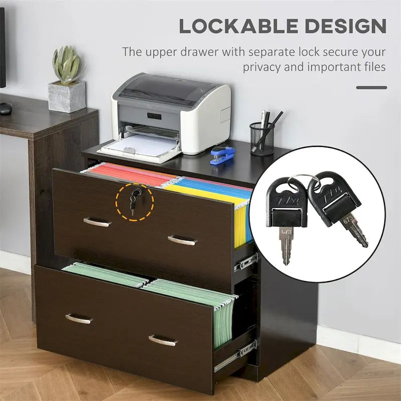2-Drawer Vertical File Cabinet with Lock and Keys - 29.25W x 16.5D x 28.25H