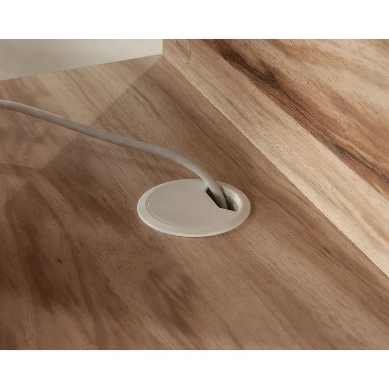 Archiefkast met 2 laden, verhoogde plank en kabelbeheer - Kiln Acacia