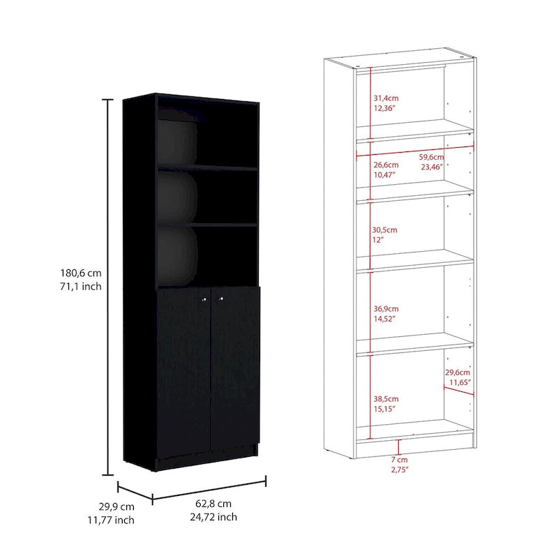 74-inch breed 3-delig boekenkaststel – 15 planken, matgrijs en wit