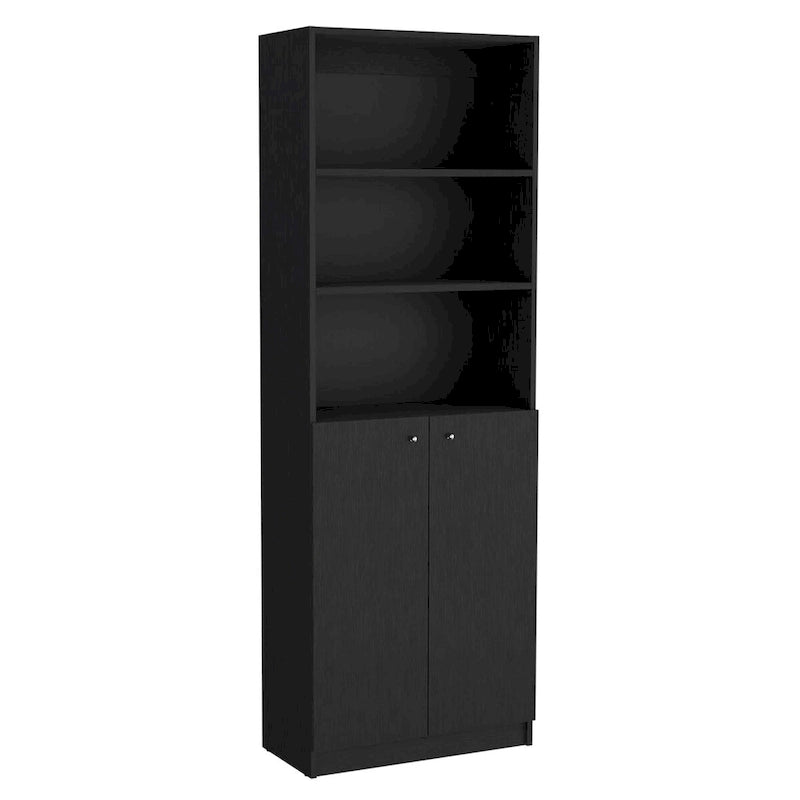 74-inch breed 3-delig boekenkaststel – 15 planken, matgrijs en wit