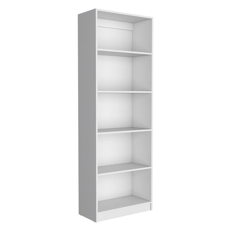 74-inch breed 3-delig boekenkaststel – 15 planken, matgrijs en wit